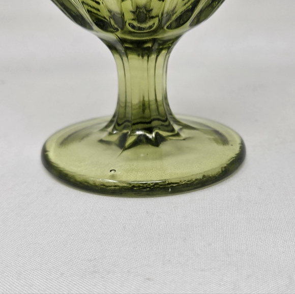 FENTON handkerchief Colonial green thumb print / Thousand Eye footed vase vintag - Picture 10 of 11